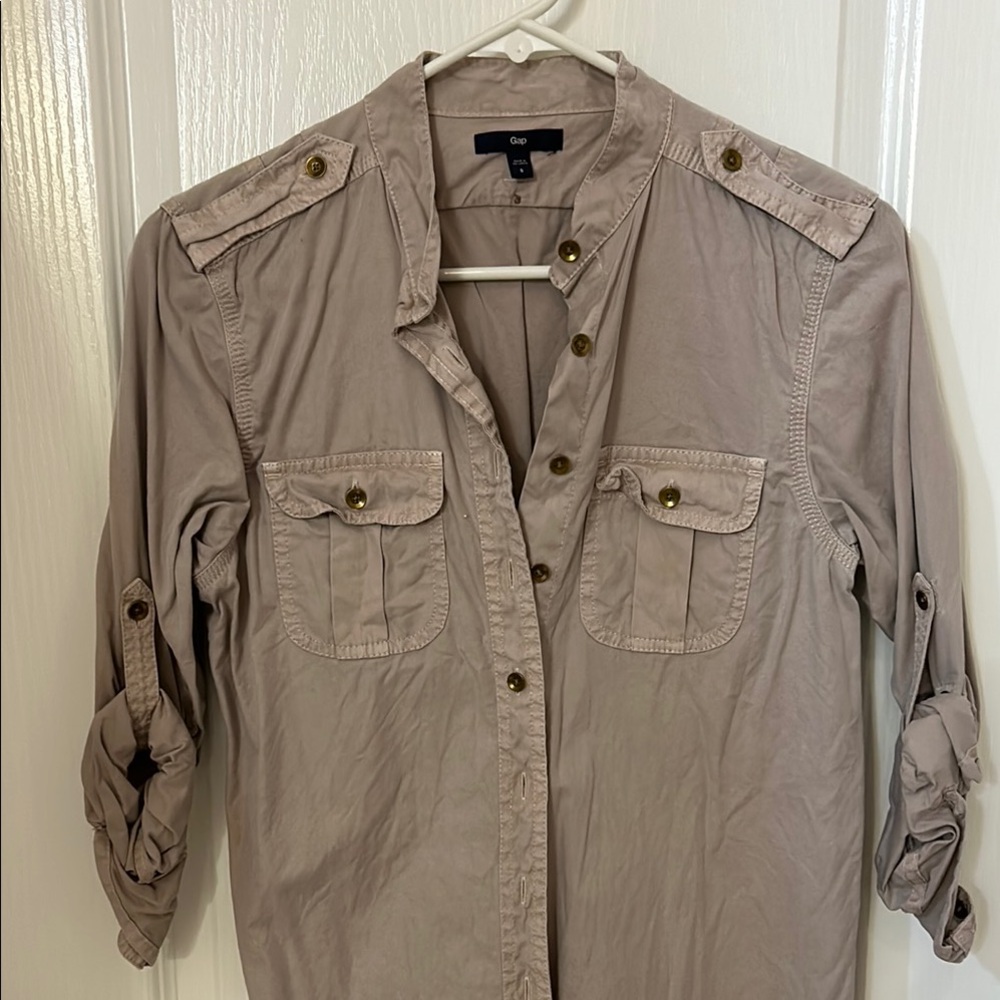 GAP Taupe Utility Shirt